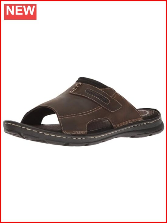 Men\'s Genuine Leather Slide Sandals with Fatiguing-Fighting Footbed for Casual main image 5